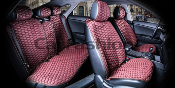 Комплект Накидок «CARBON PLUS» Кофе/Кофе/Кофе (полиэстер карбон/экокожа)