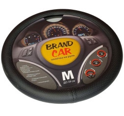 Оплетка на руль   BRENDCAR  "COMFORT" - М,  Чёрный (экокожа/перфорация)