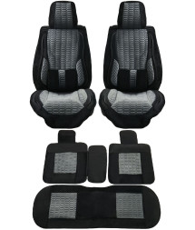 Комплект Накидок  Seintex  «Comfort» Чёрный/Серый (велюр/подушка под поясницу/боковая поддержка)