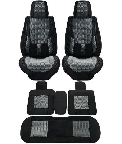 Комплект Накидок  Seintex  «Comfort» Чёрный/Серый (велюр/подушка под поясницу/боковая поддержка)