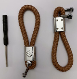 Брелок кожа плетенная  SUZUKI  Коричневый