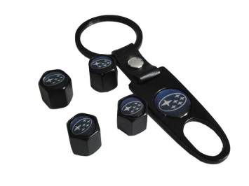 Брелок-ключ + колпачок на ниппель 4 шт GEELY  (черный)