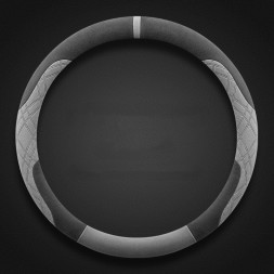 Оплетка на руль   Carlife "AlcantaraLux" М,  алькантара, бел. основа, нулевая отметка черный/серый