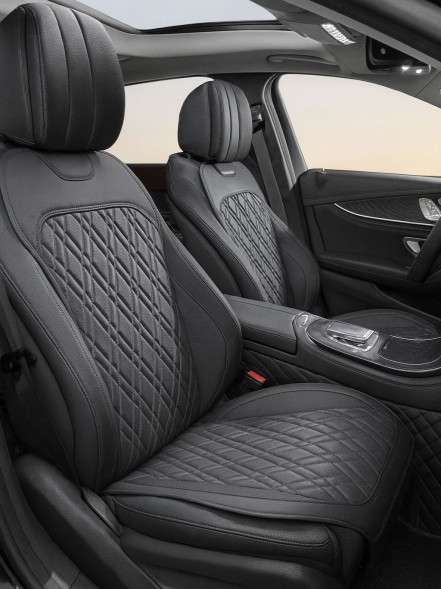 Накидка  Carlife  «Elit» нижняя часть, экокожа NAPPA , черный/черный 2шт