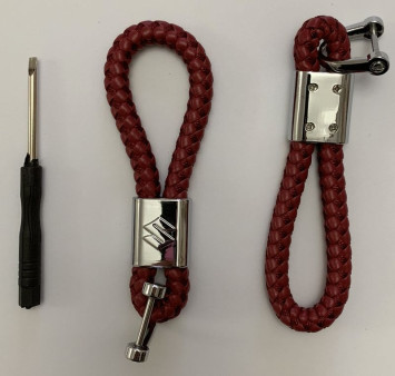 Брелок кожа плетенная  SUZUKI  Красный