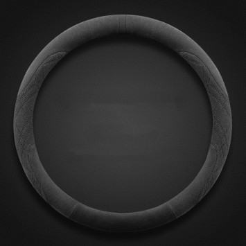 Оплетка на руль   Carlife &quot;AlcantaraLux&quot; М,  алькантара, бел. основа, нулевая отметка черный/черный