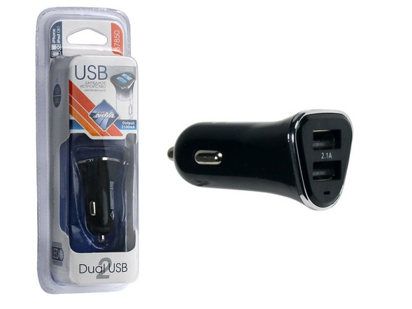 АЗУ  &quot;Nova Bright&quot; + 2 USB-порта, 2100мА, LED индикатор, 12/24В