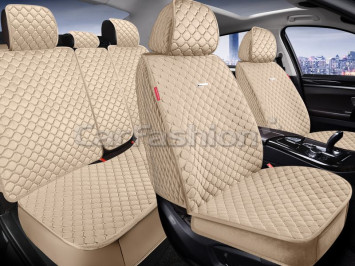 Комплект Накидок «POLO PLUS» Бежевый (велюр/усиленная боковая утягивающая резинка/разд.подгол. )