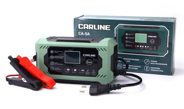 Зарядное устр-во  &quot;CARLINE&quot;  CA -5A  12V/IP65/ до 120Ач/ для всех типов АКБ ( GEL, AGM,  WET, MF)