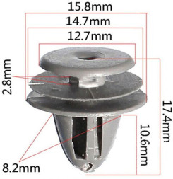Клипсы  В=17,4 / Ш=15,8 мм.  (цена за упак. 10шт.)