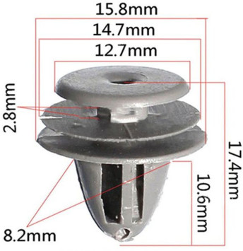 Клипсы  В=17,4 / Ш=15,8 мм.  (цена за упак. 10шт.)