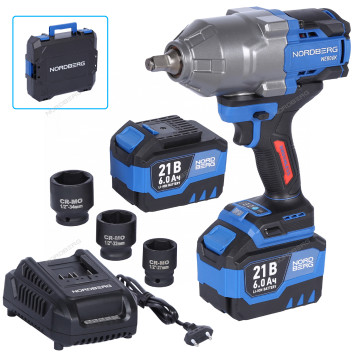 Аккумуляторный гайковерт NORDBERG NE806K-1/2 (1/2&quot;, 21В, 1500Нм)