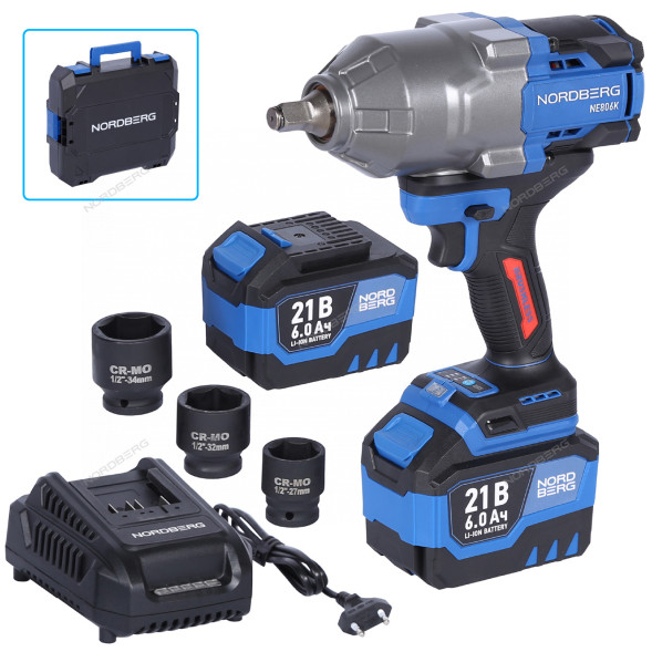 Аккумуляторный гайковерт NORDBERG NE806K-1/2 (1/2&quot;, 21В, 1500Нм)