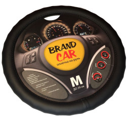 Оплетка на руль BRENDCAR "FUSION" - М, Чёрный (экокожа)