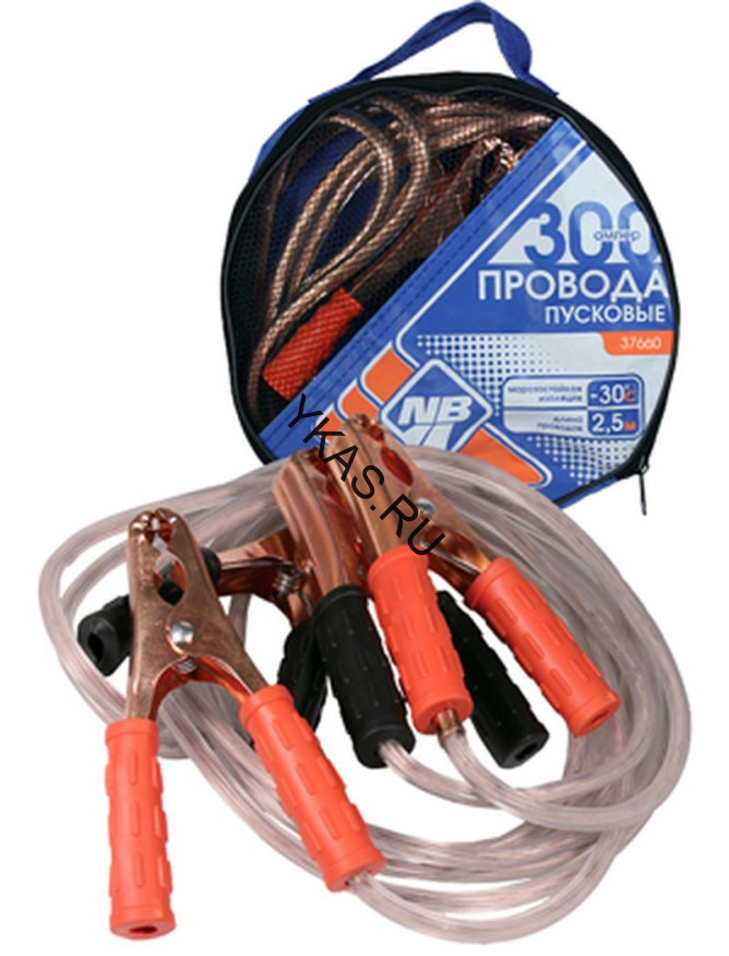 Провода пусковые  300А  "Nova Bright"  2,5м  (морозостойкие, прозрачная изоляция)  в сумке