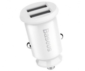 АЗУ  Baseus  2USB (12/24V - 5V 3,1A / 3,1A) белый