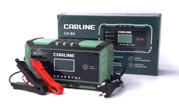 Зарядное устр-во  &quot;CARLINE&quot;  CA -8A  12V/24V/IP65/ до 120Ач/ для всех типов АКБ (GEL, AGM,  WET, MF)