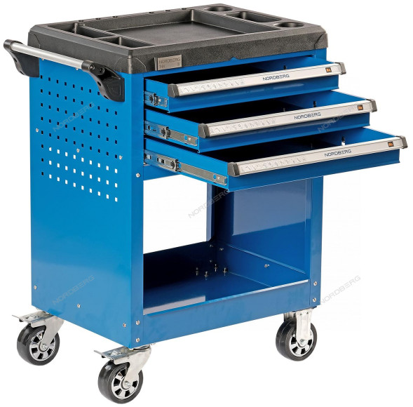 Тележка инструментальная NORDBERG T4N (3 выдвижных ящика + открытый отсек)