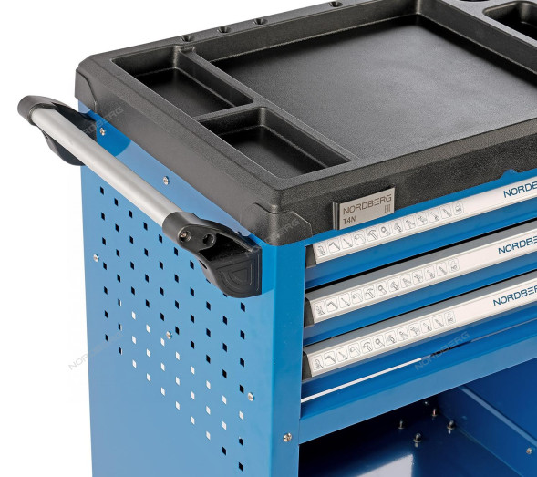 Тележка инструментальная NORDBERG T4N (3 выдвижных ящика + открытый отсек)