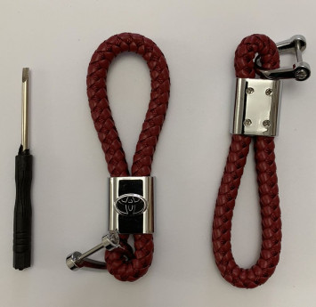 Брелок кожа плетенная  TOYOTA  Красный