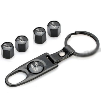 Брелок-ключ + колпачок на ниппель 4 шт JAGUAR  (черный)