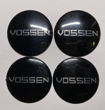 Этикетки на диски (метал)  диам. 56,5мм.  &quot;VOSSEN&quot; черный  (4 шт.)