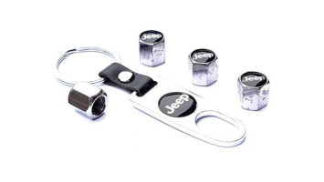 Брелок-ключ + колпачок на ниппель 4 шт JEEP  (черный)