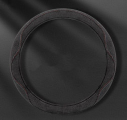 Оплетка на руль   Carlife  "SportWheel" М,  ткань с красно-белой строчкой, белая основа