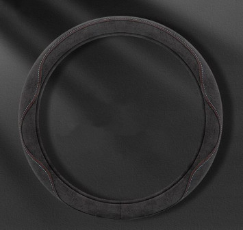 Оплетка на руль Carlife "SportWheel" М, ткань с красно-белой строчкой, белая основа