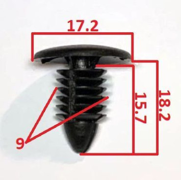 Клипсы  В=18,2 / Ш=17,2 мм.  (цена за упак. 10шт.)