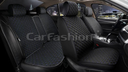 Комплект Накидок «CUBE» Чёрный/Чёрный/Синий (лён/экокожа)