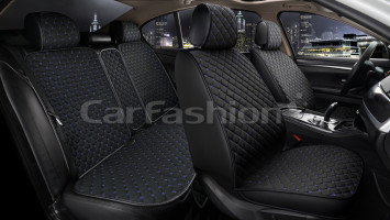 Комплект Накидок «CUBE» Чёрный/Чёрный/Синий (лён/экокожа)