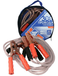 Провода пусковые  300А  "М5"  2,5м  (прозрачная изоляция)  в сумке