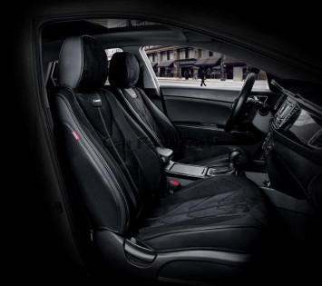 Чехлы  «5D» PREMIUM каркасные фронт  «START» Чёрный/Чёрный/Чёрный  (экокожа/нубук)