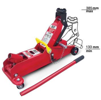 Домкрат подкатной гидравл. 2т картон 11,5 кг AVS (h min 133мм - h max 385мм) с фиксатором