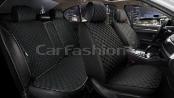 Комплект Накидок «CUBE» Чёрный/Чёрный/Чёрный (лён/экокожа)