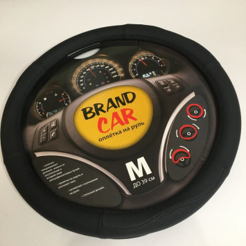 Оплетка на руль   BRENDCAR  &quot;GT 427&quot; - М,  Чёрный/Чёрный (кожа)