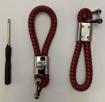 Брелок кожа плетенная  VOLVO  Красный