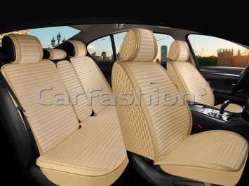 Комплект Накидок «MONACO FULL PLUS» Бежевый/Бежевый/Бежевый (велюр премиум класса/экокожа)