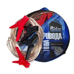 Провода пусковые 700А "Zebra" с прозрачной изоляцией 3,5м в сумке