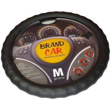 Оплетка на руль   BRENDCAR  &quot;INTER&quot; - М,  Чёрный (кожа/перфорация)