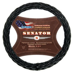 Оплетка на руль   SENATOR  Dakota - M, Чёрный (Мягкая кожа с объемным наполнителем)