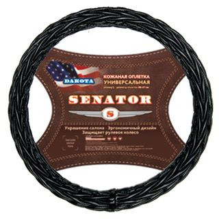 Оплетка на руль   SENATOR  Dakota - M, Чёрный (Мягкая кожа с объемным наполнителем)