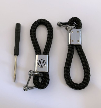 Брелок кожа плетенная  VW  Черный
