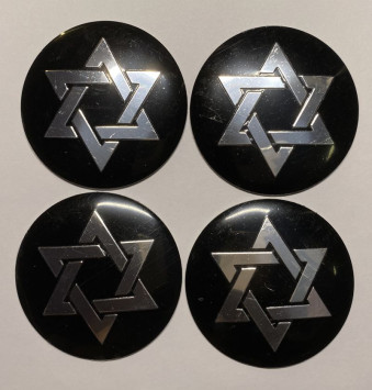 Этикетки на диски (метал)  диам. 56,5мм.  &quot;звезда давида&quot;  (4 шт.)