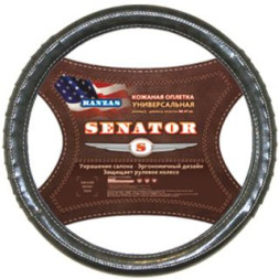 Оплетка на руль   SENATOR  Kanzas - M, Чёрный (кожа)