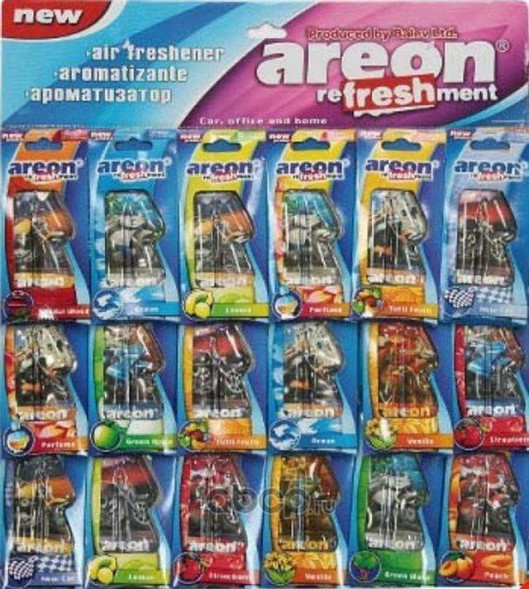 Осв.возд. Areon LIQUID &quot;автомобили&quot;  MIX  MOTO (цена за лист 18шт.)