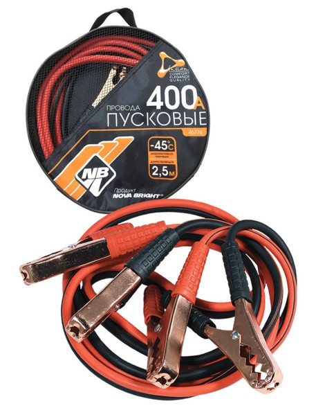 Провода пусковые  400А  &quot;Nova Bright&quot;  2,5м  морозостойкие, в сумке