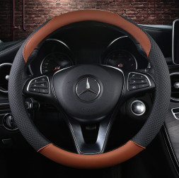 Оплетка на руль Carlife "Asolo" М, Чёрный/Кофе (экокожа)