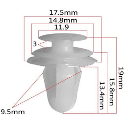 Клипсы  В=19 / Ш=17,5 мм.  (цена за упак. 10шт.)